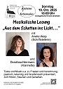 Musikalische Lesung „Aus dem Schatten ins Licht…“
                       mit Anette Welp (Schriftstellerin) und Dorothea Herrmann (Klarinette) 